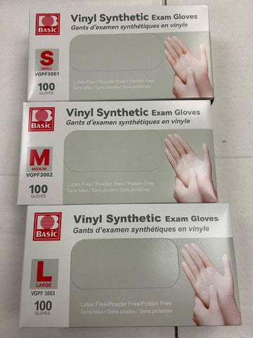 6. Vinyl Exam Glove, Clear, Small, Medium, Large, 100pcs/box